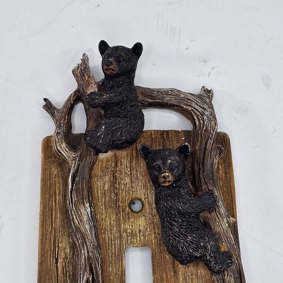 Vintage Slifka Black Bear Cubs Climbing Light Switch Plate Cover - Picture 4 of 10